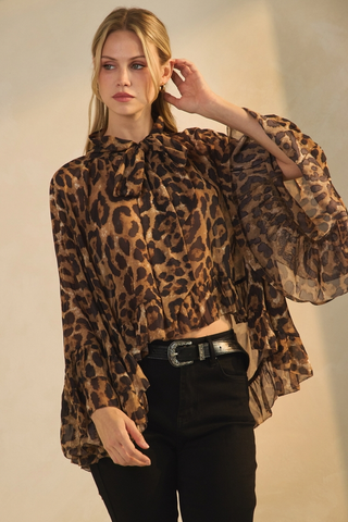 Leopard Printed Chiffon Blouse - Born To Glam