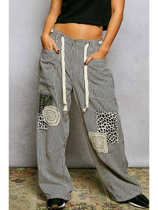 Chocolate Striped Patchwork Wide Leg Pants duplicate