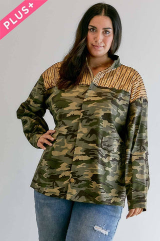Gold  Sequined Camo Jacket - Born To Glam