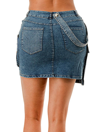 Blue Cargo Denim Mini Skirt by SALT