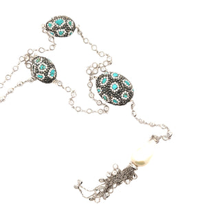 Turquoise Silver Crystal Necklace - Born To Glam