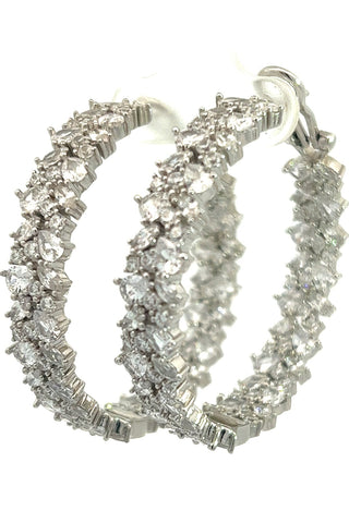 Silver Radiance Cubic Crystal Hoop Earrings - Born To Glam