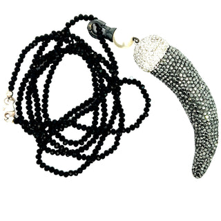 Silver Crystal Horn Pendant Necklace - Born To Glam