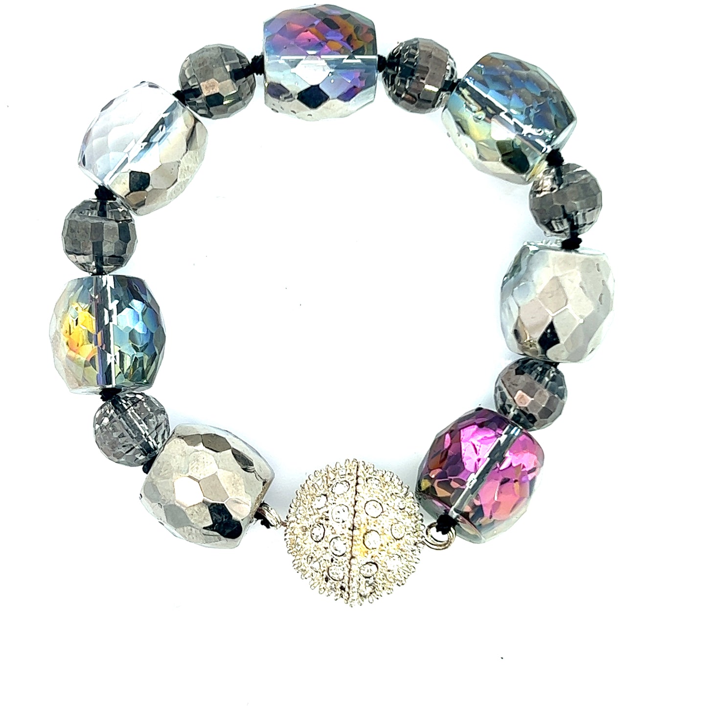 Iridescent Silver Magnetic Clasp Bracelet - Born To Glam
