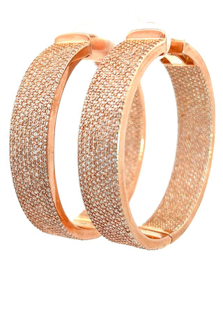 Pave CZ Crystal 925 Sterling Silver Hoop Earrings - Born To Glam