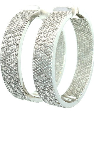 Pave CZ Crystal 925 Sterling Silver Hoop Earrings - Born To Glam