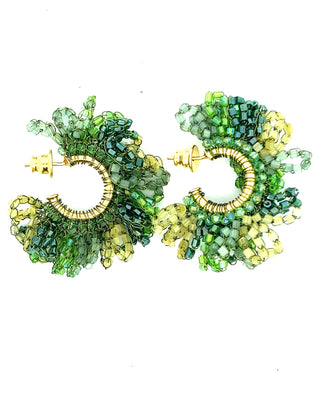 Green and Gold Crystal Hoops - Born To Glam