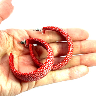 Shagreen Leather Statement Hoops - Born To Glam