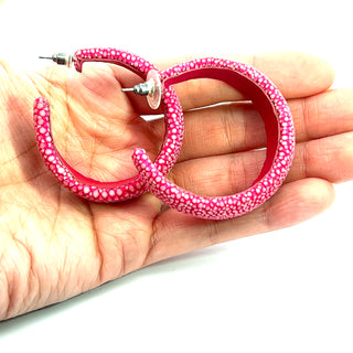 Shagreen Leather Statement Hoops - Born To Glam