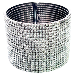 Large Dark Silver Crystal Statement Cuff - Born To Glam