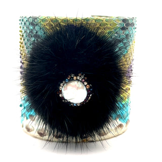 Multicolor Python Print  Leather Cuff Bracelet - Born To Glam