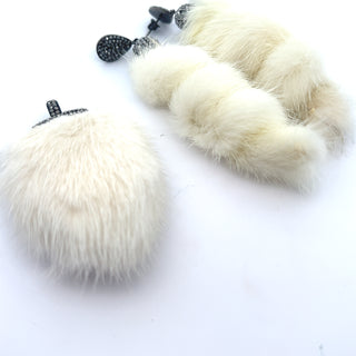 White Luxe Fur Crystal Pendant Sterling Silver CZ Necklace - Born To Glam