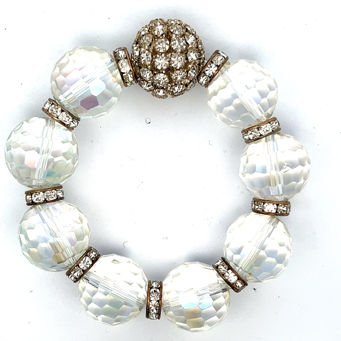 Iridescent Crystal Spheres Stretch Bracelet - Born To Glam