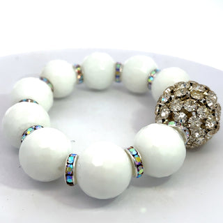 White Sunstone Gemstone Stretch Bracelet - Born To Glam