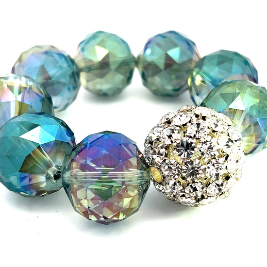 Crystal Sphere Disco Ball Stretch Bracelet - Born To Glam Born To Glam