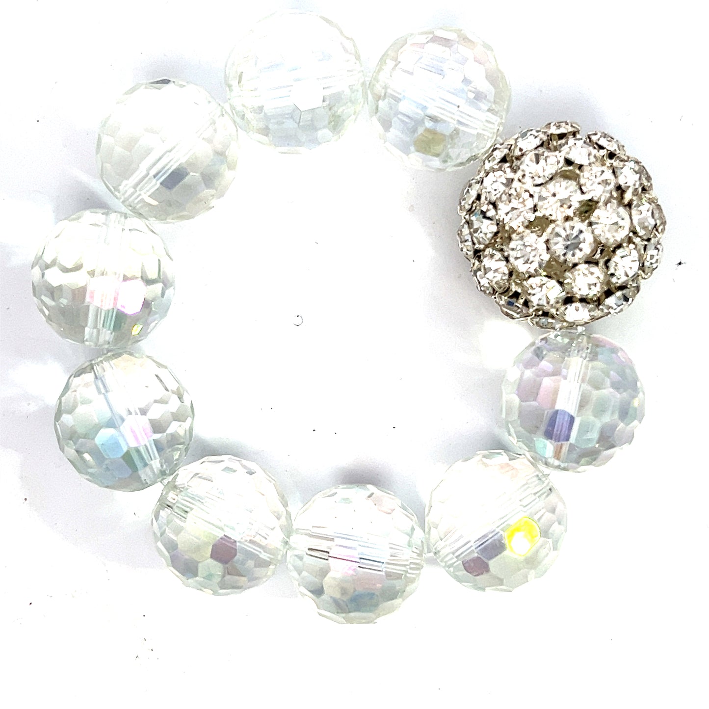 Iridescent Crystal Sphere Disco Ball Stretch Bracelet – Born To Glam