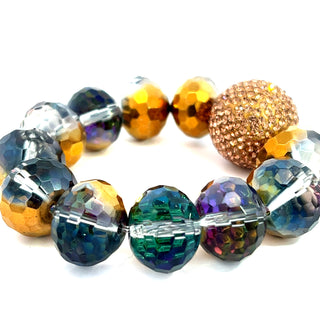 Crystal Sphere Disco Ball Stretch Bracelet - Born To Glam