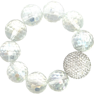 Crystal Sphere Disco Ball Stretch Bracelet - Born To Glam