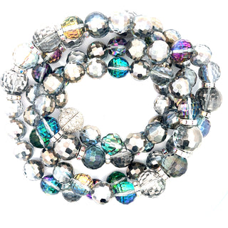 Silver Colorized Crystal Sphere Long Necklace - Born To Glam