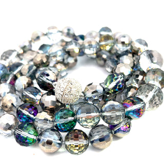 Silver Colorized Crystal Sphere Long Necklace - Born To Glam