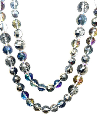 Silver Colorized Crystal Sphere Long Necklace - Born To Glam