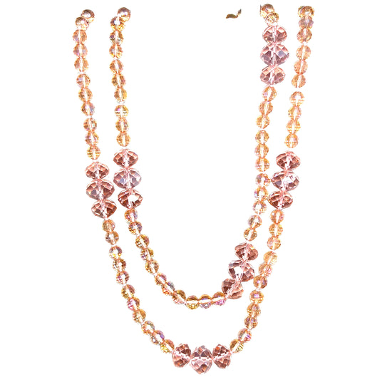 Pink Long Crystal Necklace