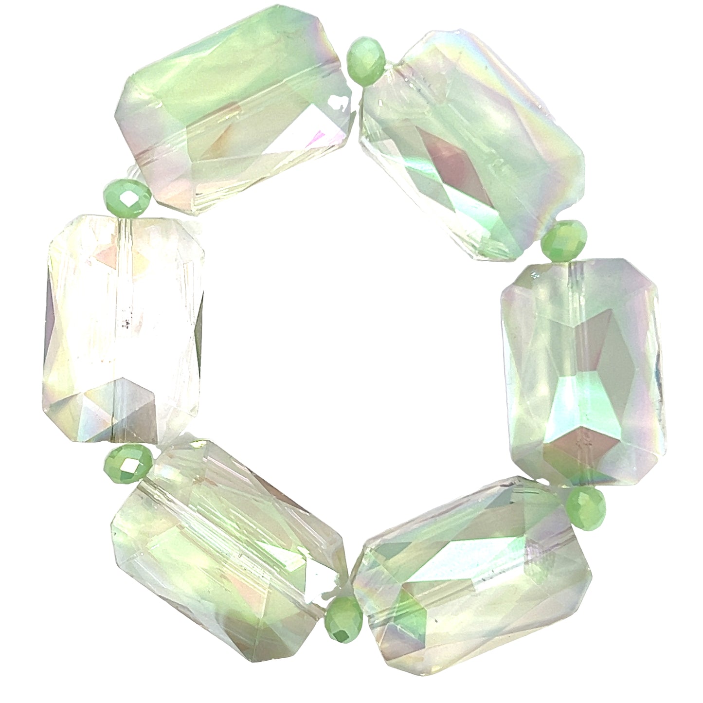 Green Colorized Rectangle Crystal Bracelet