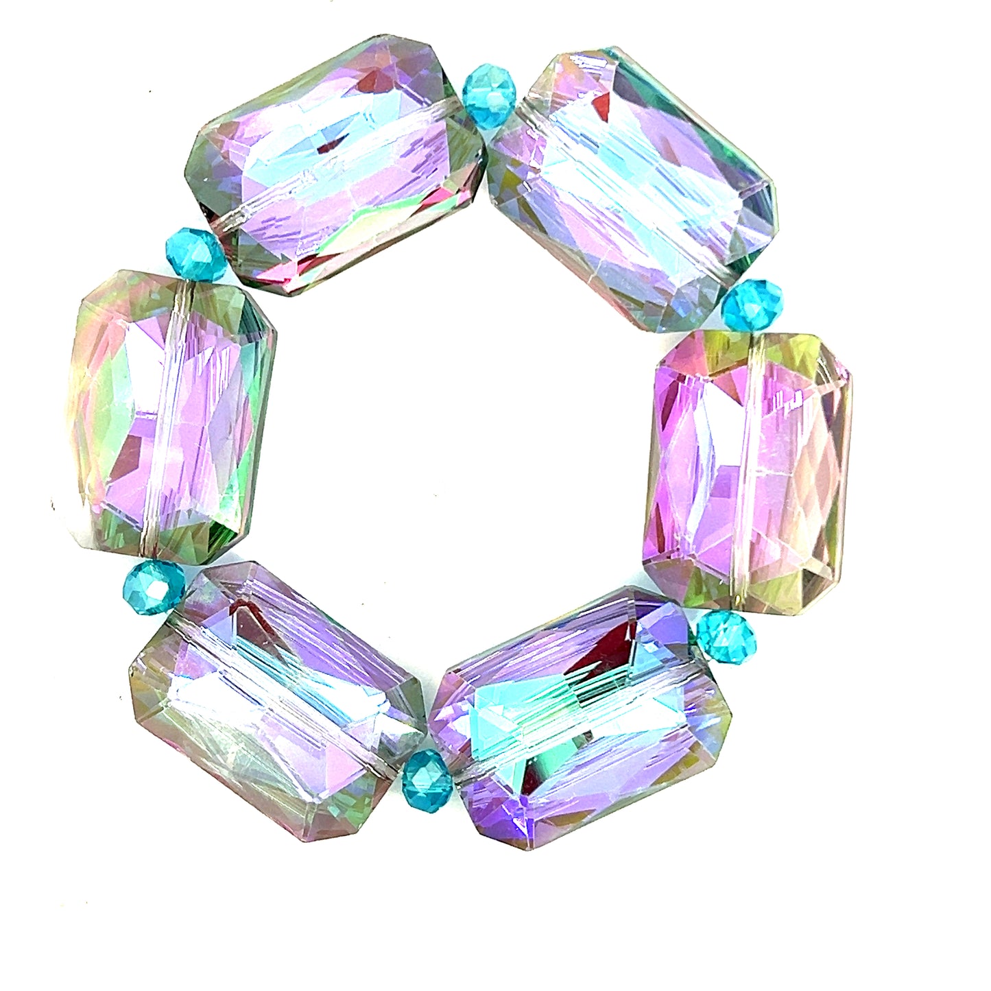Purple Turquoise Colorized Rectangle Crystal Bracelet