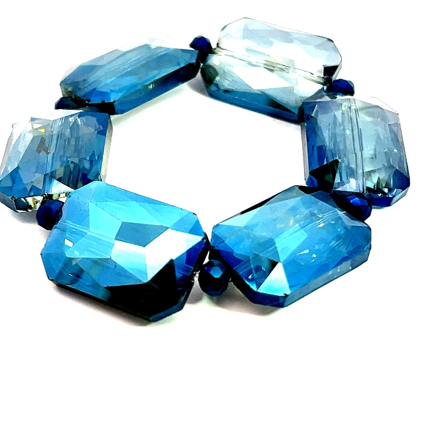Ocean Blue Crystal Rectangle Stretch Bracelet