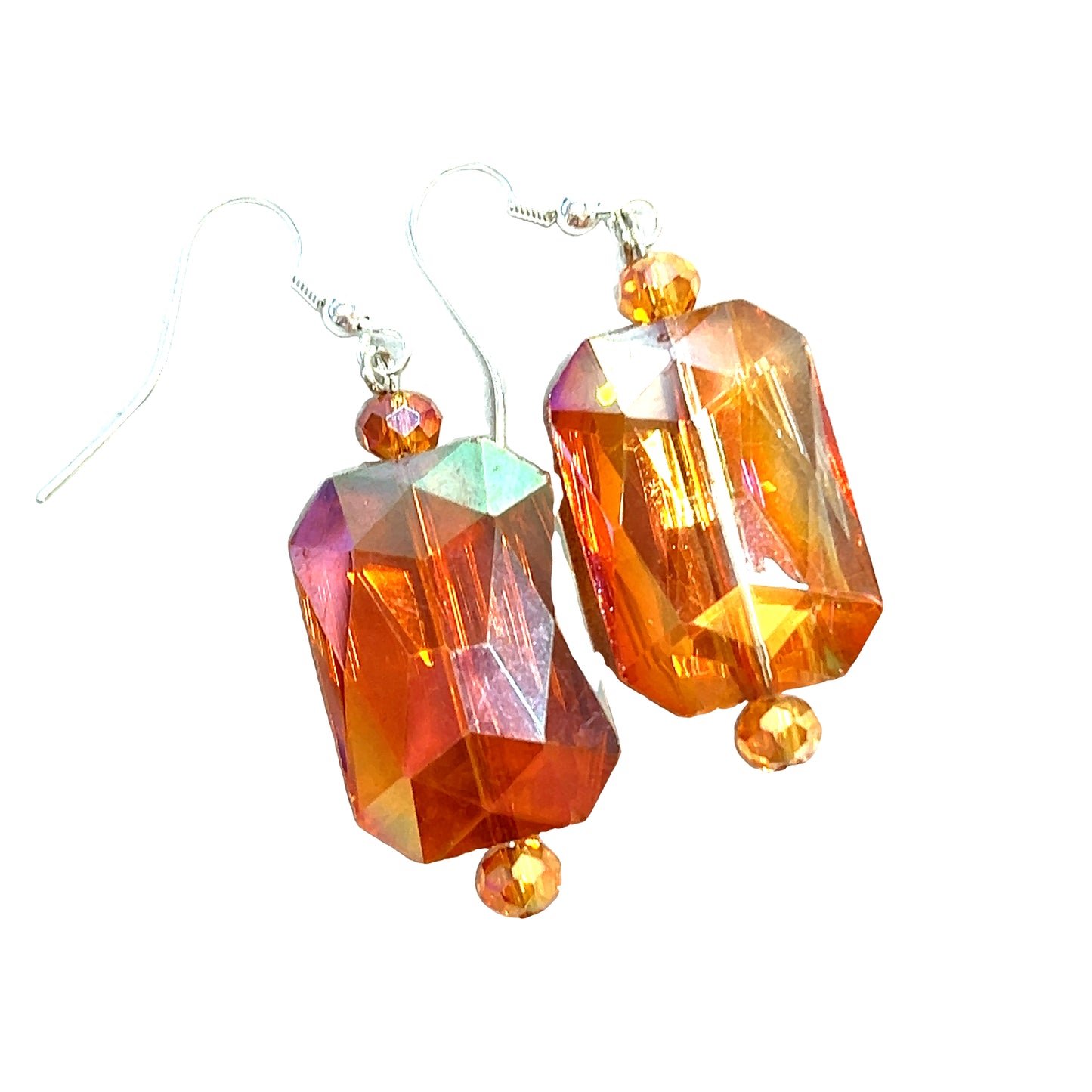 Champagne Colorized Rectangle Crystal Earring