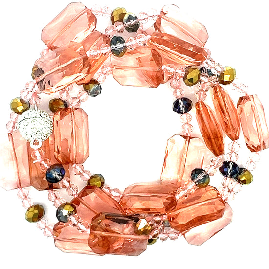 Rose Clear Rectangle Crystal Long Necklace