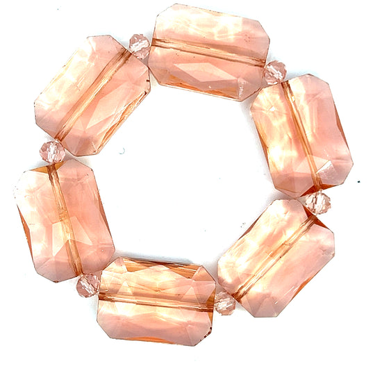 Rose Clear Crystal Rectangle Stretch Bracelet