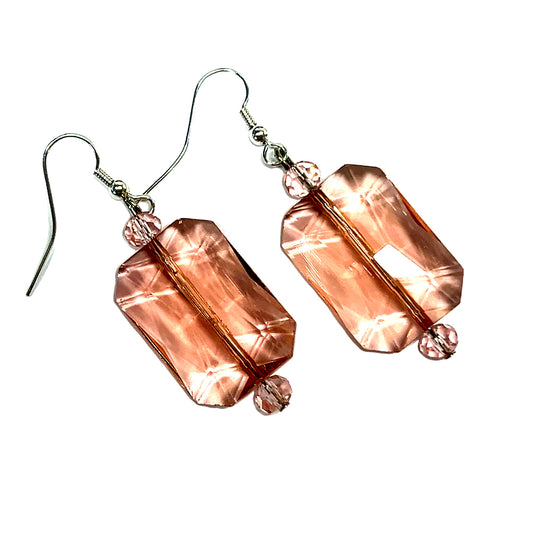 Rose Clear Rectangle Crystal Earring