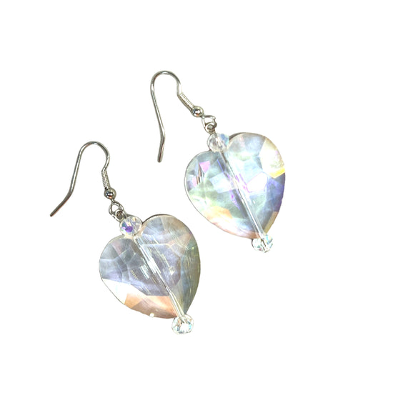 Crystal Heart Dangle Earrings - Born To Glam