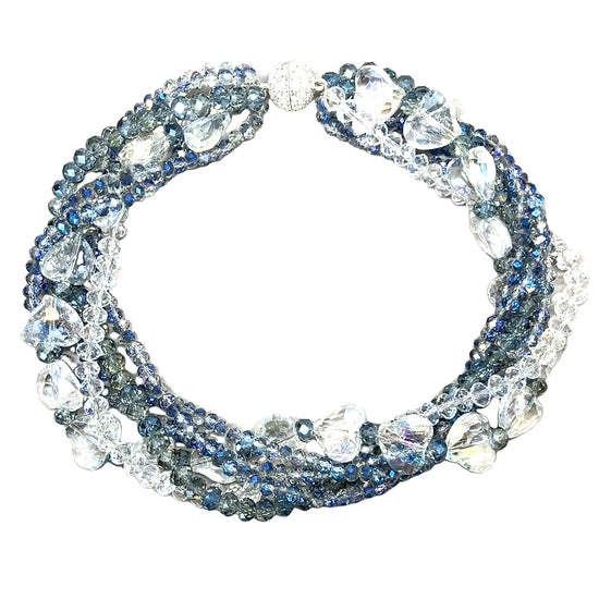 Tangled Hearts Blue Crystal Statement Necklace