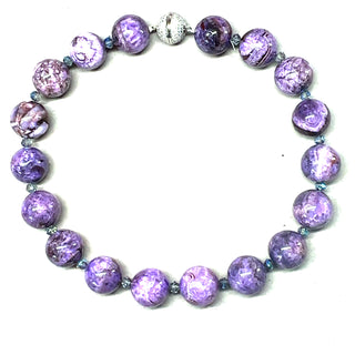 Purple Amethyst 20mm Gemstone Short Necklace - Born To Glam