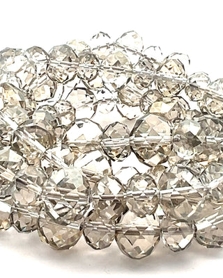 Smokey Silver Crystal Rondelle Long Necklace - Born To Glam