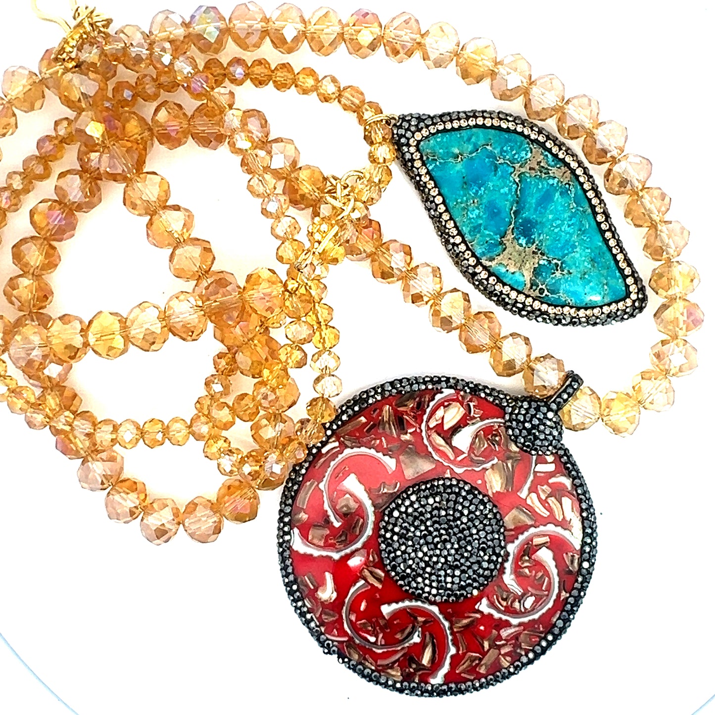 Turquoise & Shell Gemstone Layered Necklace