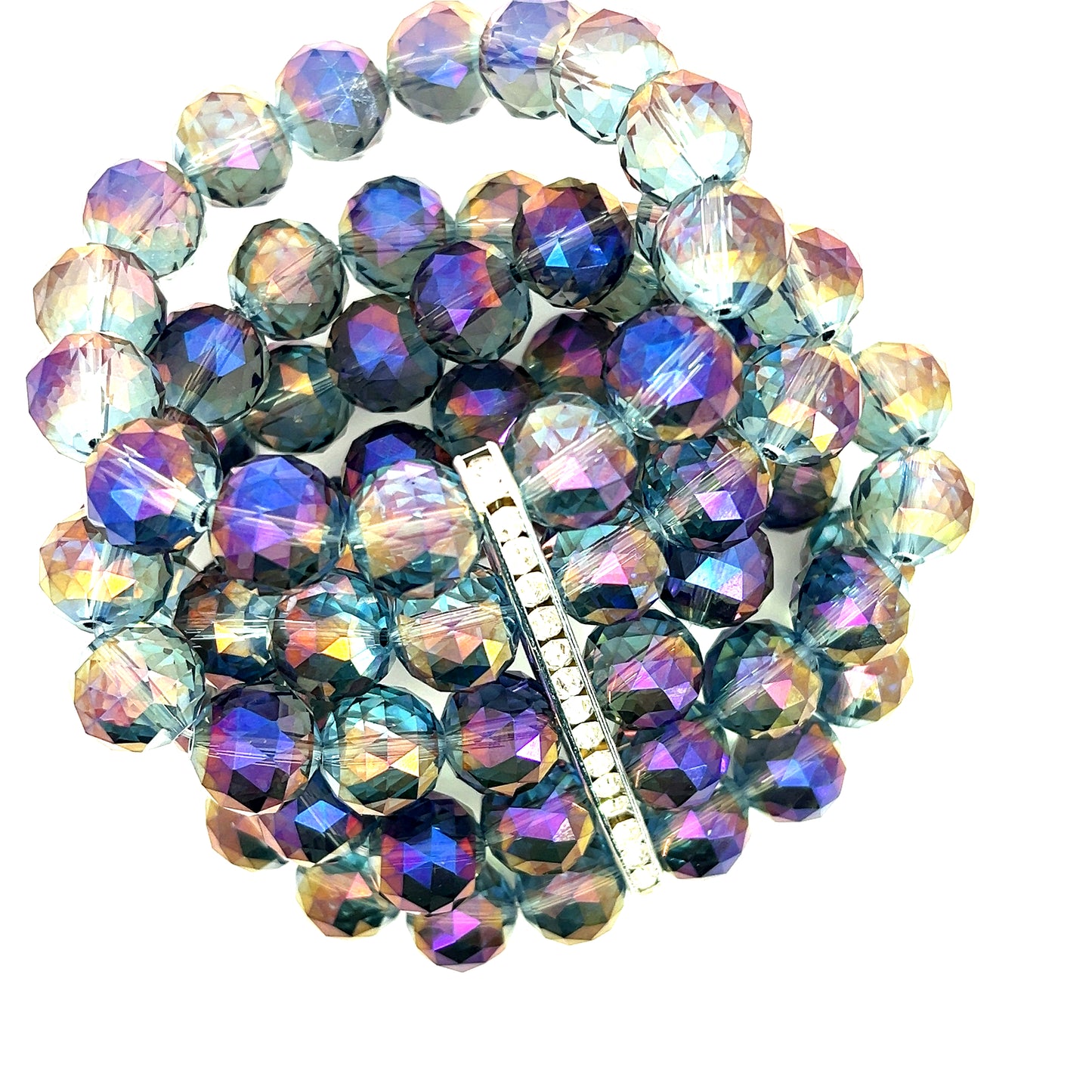 Purple Crystal Multi Strand Statement Bracelet