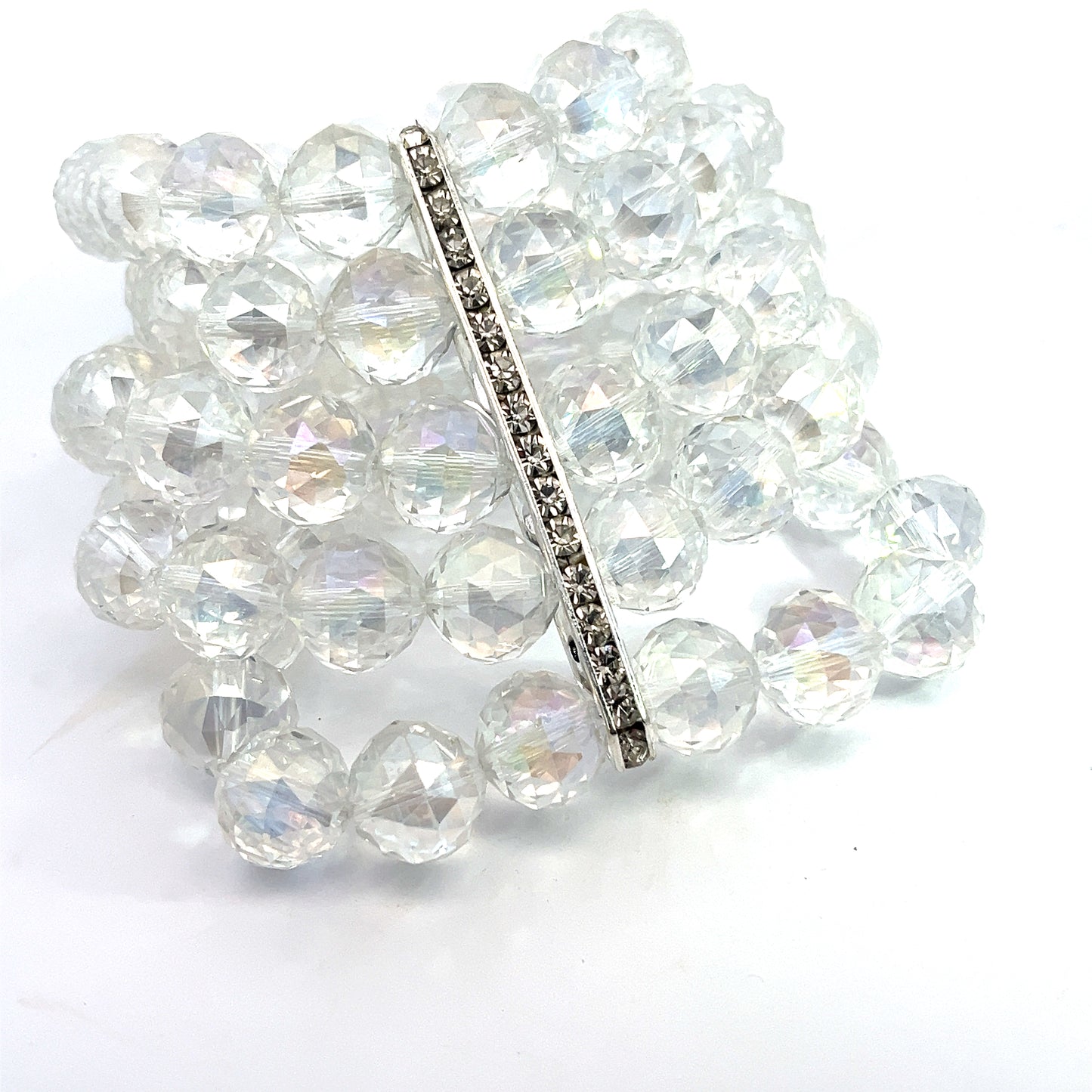 Iridescent Crystal Multi Strand Statement Bracelet