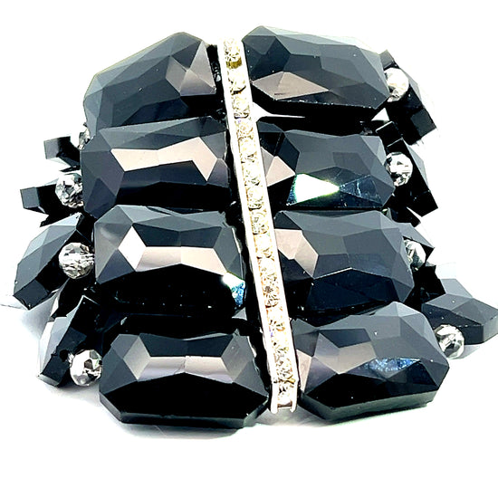 Black Rectangle Statement Crystal Bracelet - Born To Glam