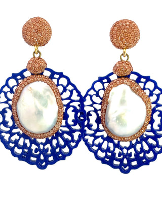 Crystal Round Pearl Sterling Silver Earrings - Born To Glam