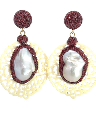 Crystal Round Pearl Sterling Silver Earrings - Born To Glam