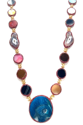 Vibrant Multicolor Gemstone Necklace - Born To Glam