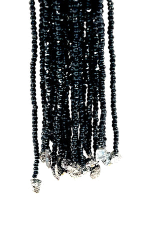 Statement Black Tassel & Gemstone Necklace - Born To Glam