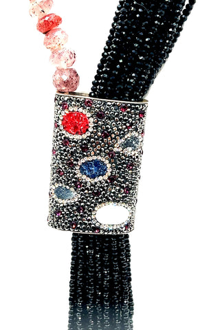 Statement Black Tassel & Gemstone Necklace - Born To Glam