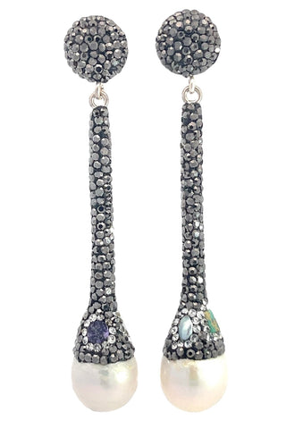 Pearl Crystal Drop Earrings - Born To Glam