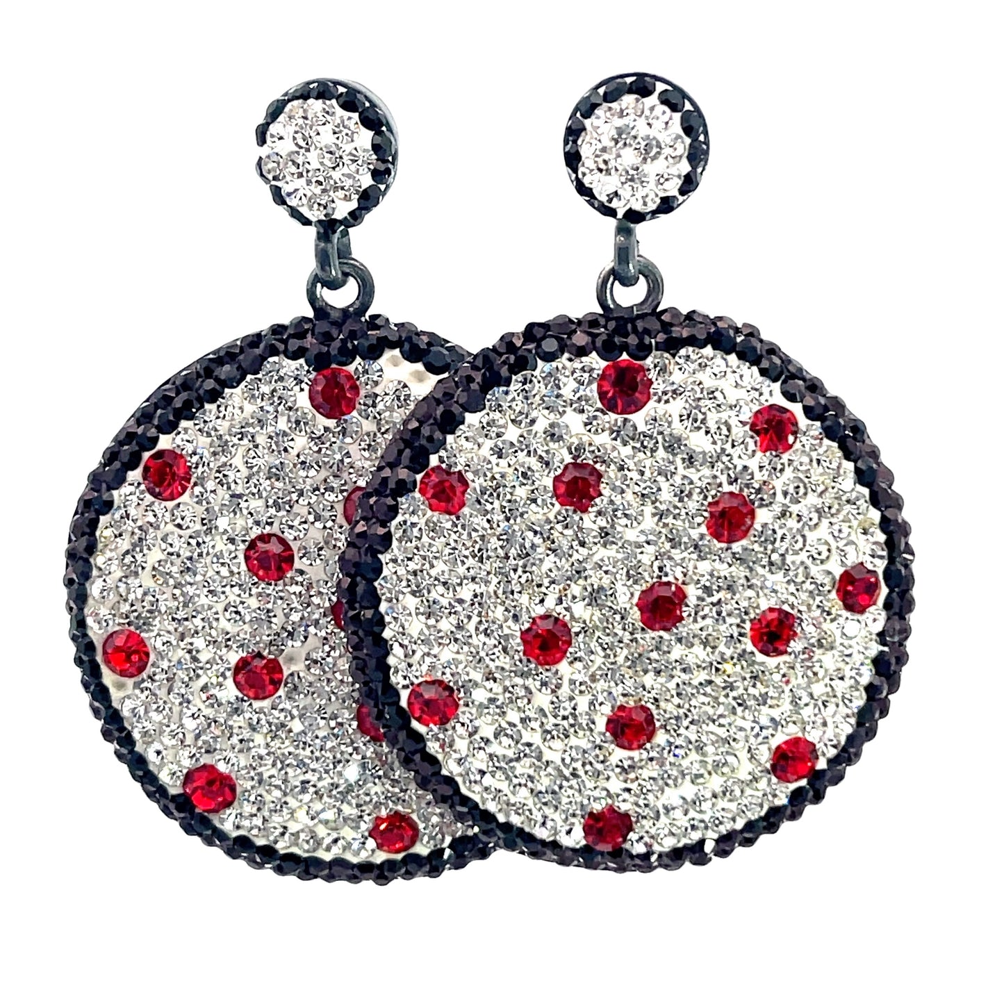 White & Red Crystal Statement Sterling Silver Earring - Born To Glam