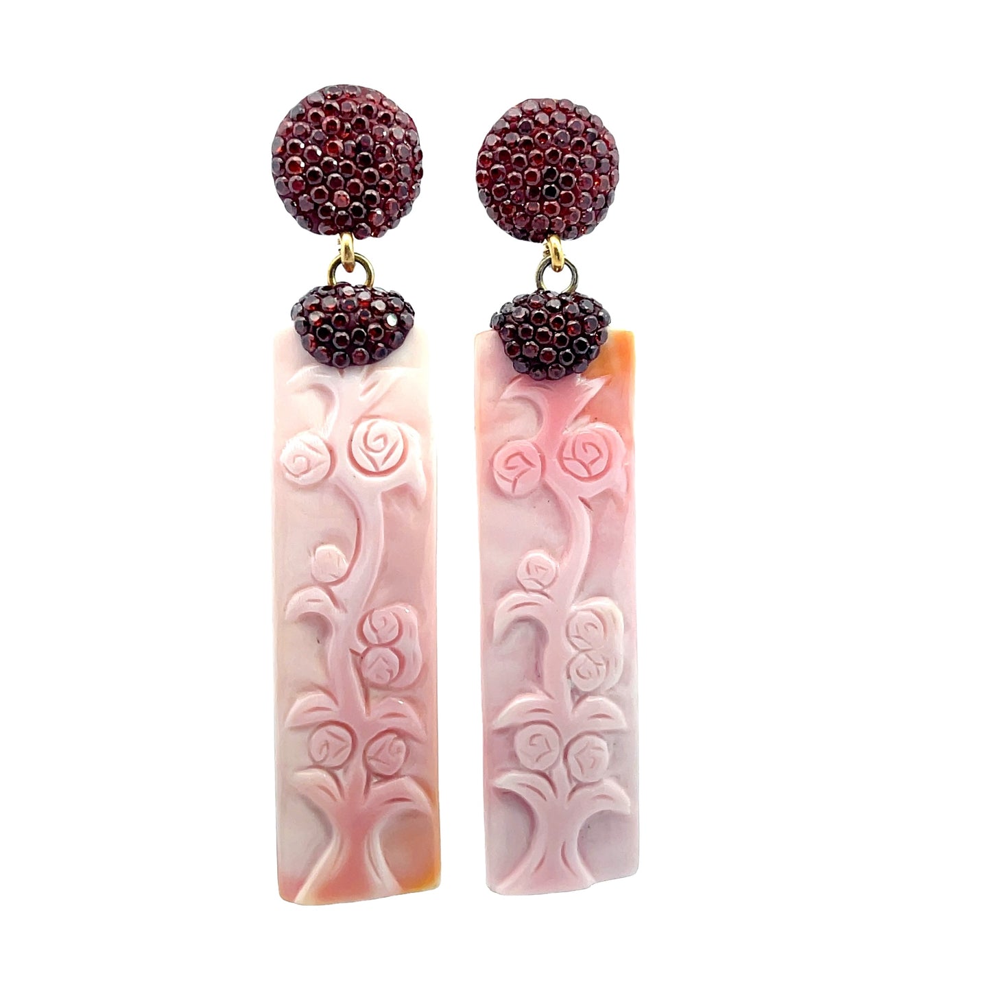 Pink Elegant Carved Sterling Silver Drop Earrings - Born To Glam