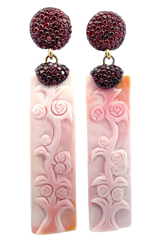 Pink Elegant Carved Sterling Silver Drop Earrings - Born To Glam